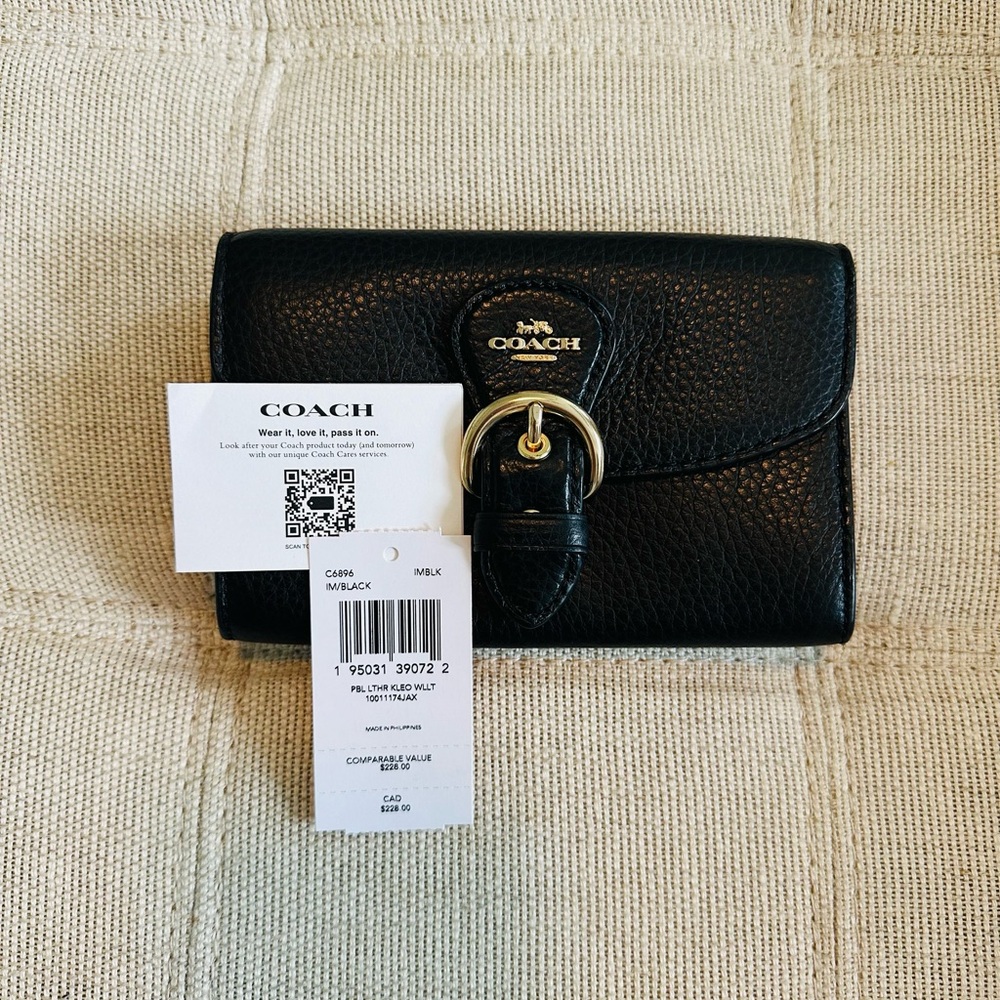Coach Kleo Black Leather Wallet: New with Tags
